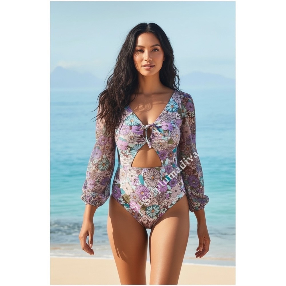 GabiFresh x‎ Swimsuits for All Garden Dream Pink Floral Swimsuit Swimwear 18 G/H